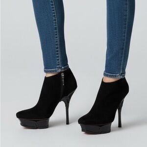 Cesare Paciotti Black Suede Platform Ankle Booties sz 36